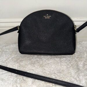 Kate Spade Black Saffiano Dome Zip Top Crossbody Handbag